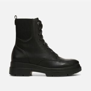 NIB Soul Women's Black Smooth Synthetic Ozzy Mid Calf Combat Boots Size 6